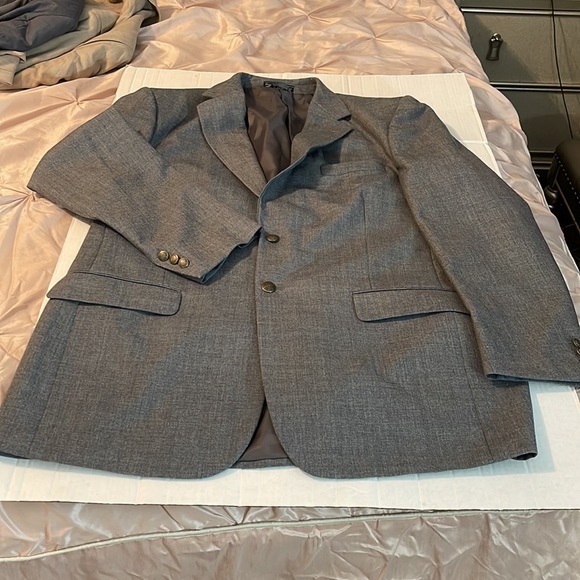 📸Bernhard Altmann Gray Men Suit Jacket Blazer Bronze Crescent Buttons 44 Long - Picture 15 of 17